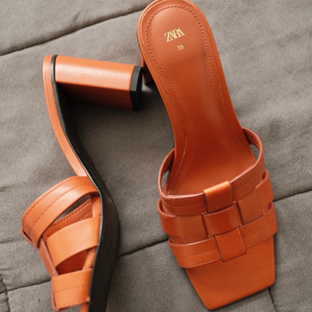 Zara Woven Orange Heels